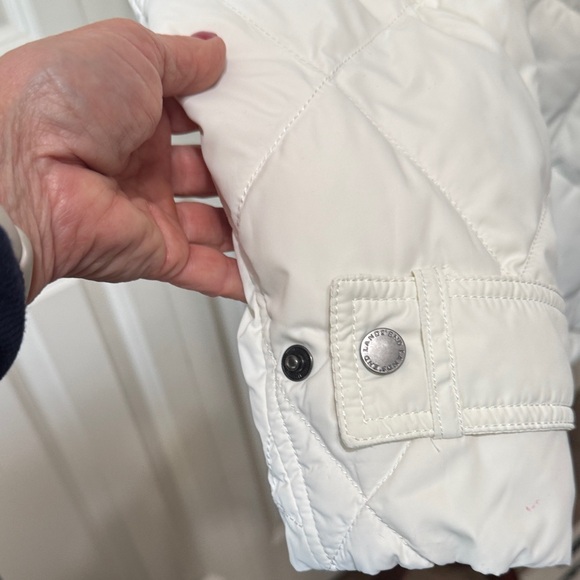 Lands' End Off White Puffer Jacket with Faux Fur Hood - Picture 3 of 15